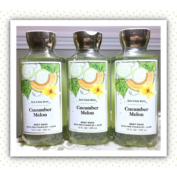 Bath & Body Works Cucumber Melon 10oz Shower Gel Body Wash (x3) Aloe B5 - Picture 1 of 4